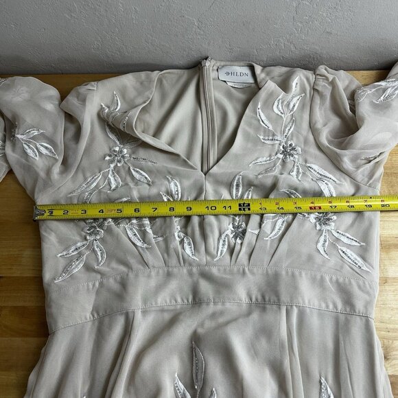 Anthropologie BHLDN Belize Embroidered A-Line Long-Sleeve V-Neck Gown Size 18 - Picture 13 of 16